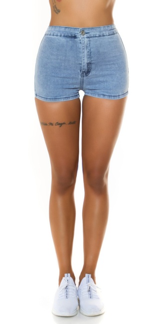 must-have hoge taille jeans shorts blauw